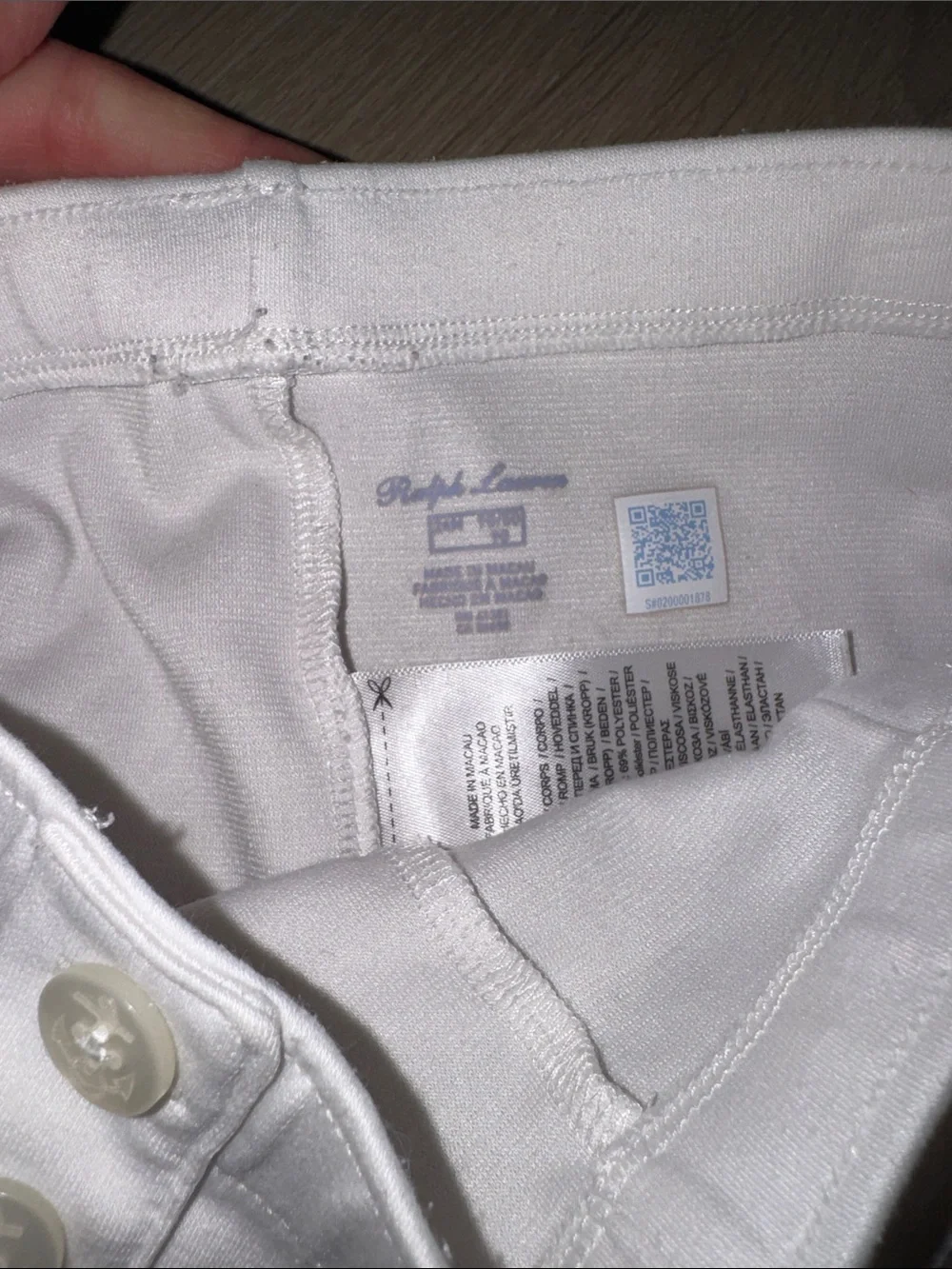Ralph Lauren White Button-Accent Girls Leggings